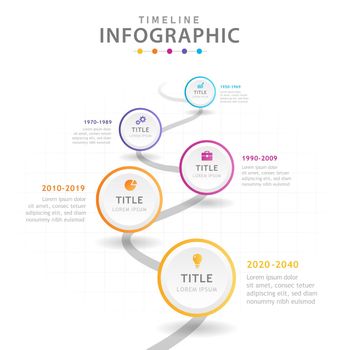 Infographic 5 Steps Modern Timeline Roadmap diagram with road