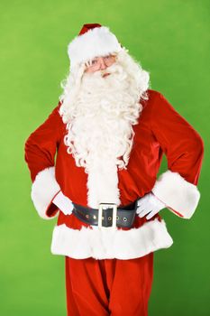 And what do you think you are doing. Full-length portrait of a traditional Santa Claus - isolated.
