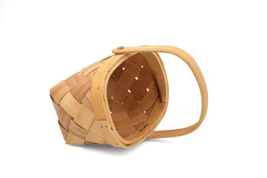 Wooden woven storage basket with handle