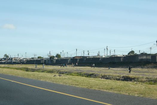 Informal settlement. an informal settlement in Cape Town.