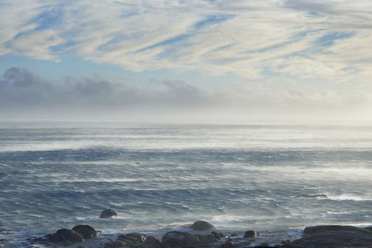 Peaceful seaside scene. Coastal scene along the coast of the Western Province in South Africa.
