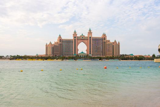 Dubai, UAE - December 14, 2019: Luxurious Atlantis hotel in Dubai.