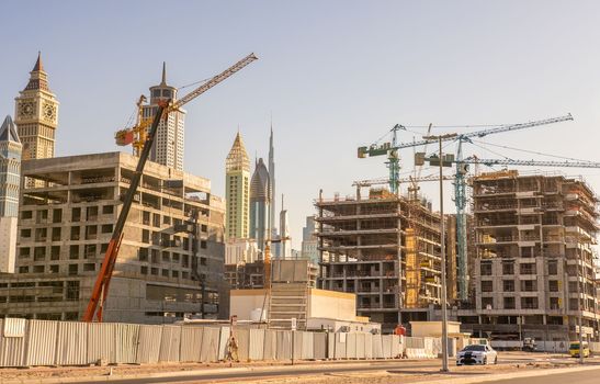 Building in downtown Dubai. United Arab Emirates.