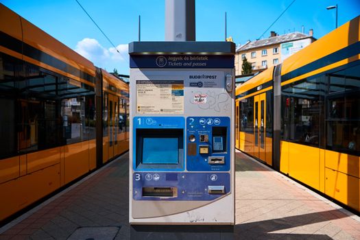 A tram ticket machine installed at a tram stop