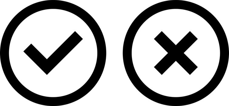 cross and check mark, vector