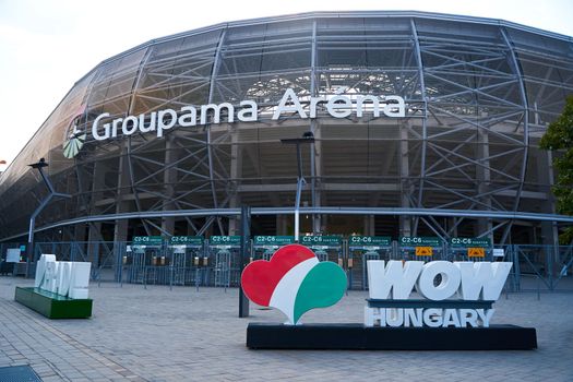 Groupama arena stadium in Budapest. The entrance gate to the stadium