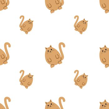 Ginger cat, seamless pattern, vector. 