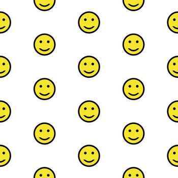 Smiling emoticons, seamless pattern, vector.