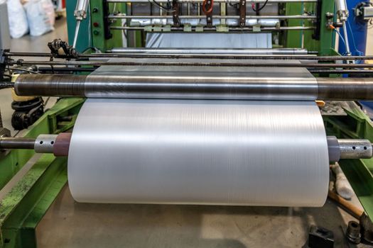 plastic roll on a machine for the production of food bags