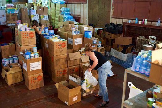 warehose of volunteer centre in Ukraine with humanitarian aid