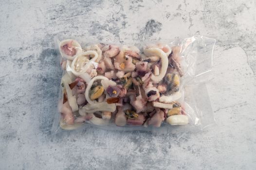 Pack of frozen seafood