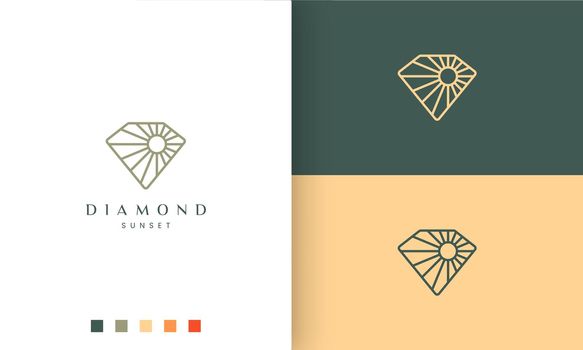 diamond sun logo in mono line and modern style