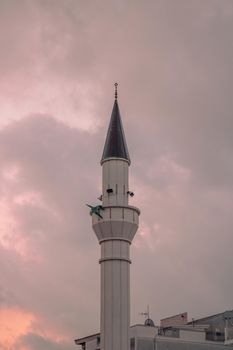 Top part of a mosque at sunrise