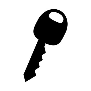 Key icon isolated on white background. Black clef silhouette.