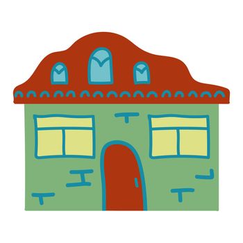 Childish house in simple hand drawn style