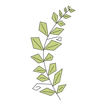 delicate stylized branch with leaves