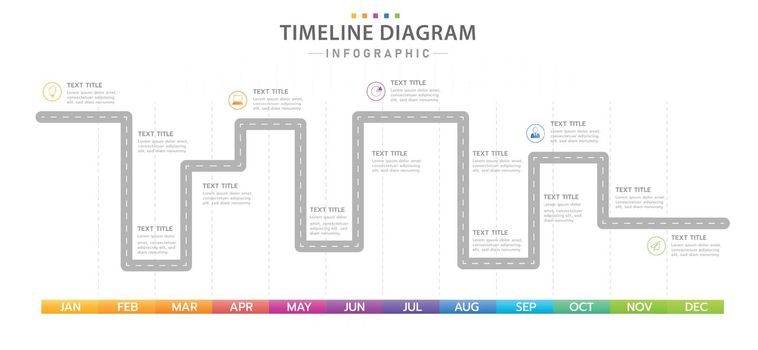 Infographic Monthly modern Timeline with roadmap table.