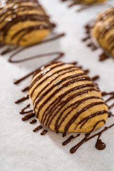 Banana cookies with chocolate drizzle