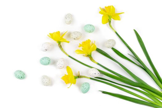 Panoramic view of Narcissus surrounded by Easter eggs