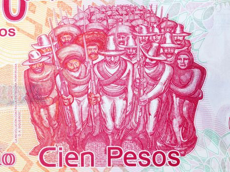 Group of revolutionary soldiers from Mexican Pesos