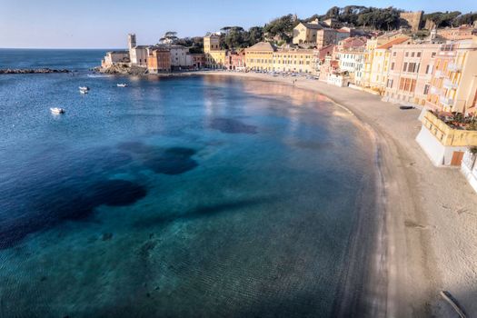 Sunrise view of the Bay of Silence in Sestri Levante Italy 