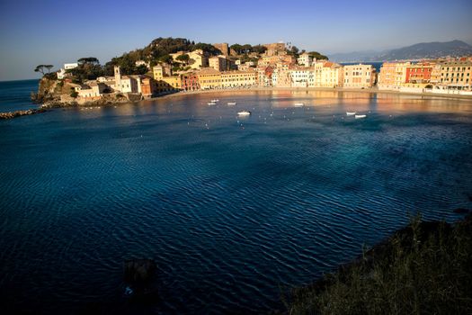 Sunrise view of the Bay of Silence in Sestri Levante Italy 
