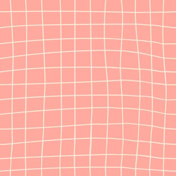 Pink checkered vector pattern. Hand draw tablecloth texture.