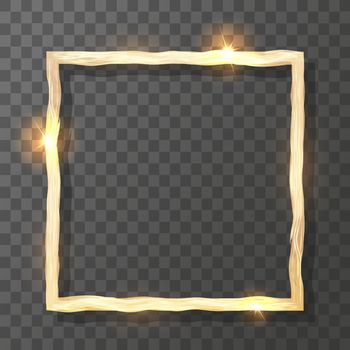 Square frame 3D made of gold on a black