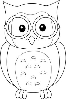 Owl Animal Isolated Coloring Page for Kids