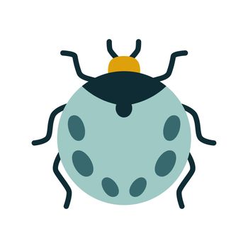 Cute isolated symmetrical flat bug in art deco style