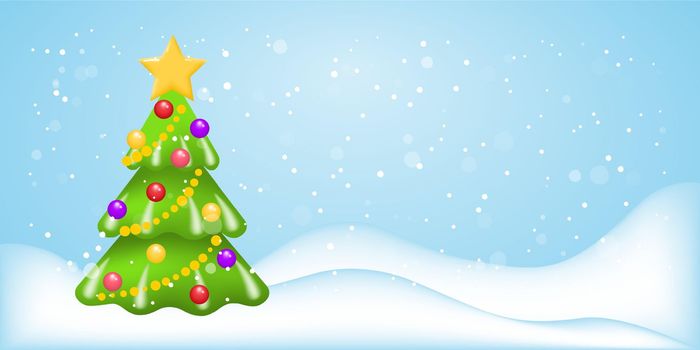 Christmas tree with snow.Festive winter background