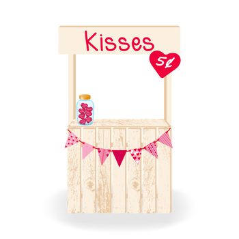 Decorated Kissing Booth isolated on white.