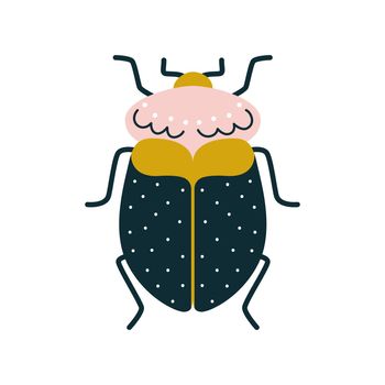 Cute isolated colorful symmetrical flat bug in art deco style