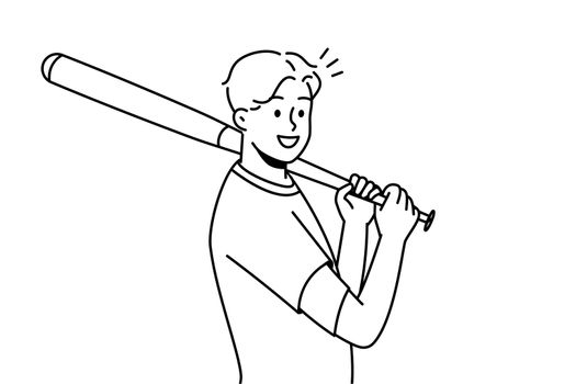 Smiling man with baseball bat