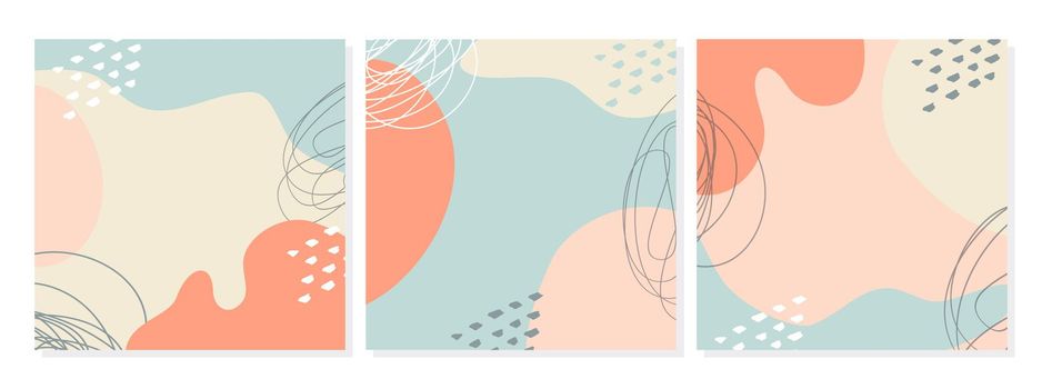 Templates set of abstract boho style, social stories, square layout, banner and advertising design, brochure. Vector illustration