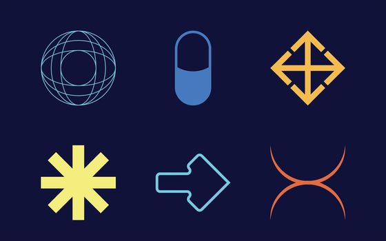 Vector Graphic Assets Set. Big collection of abstract graphic geometric symbols. Elements for graphic decoration.