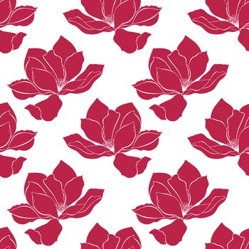 Viva Magenta color of the year 2023 pattern with magnolia .