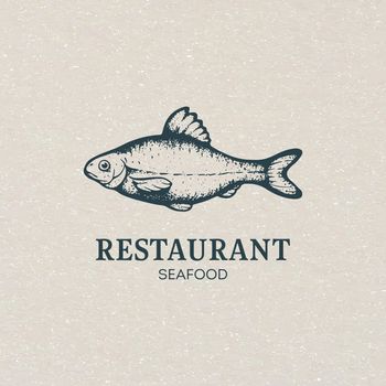 Fish restaurant logo. Seafood emblem