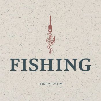 Worm on a hook vector illustration. Logo for fishing. Fishing hook