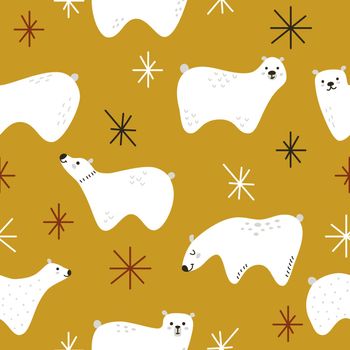 White bears with stars on a yellow-gold background