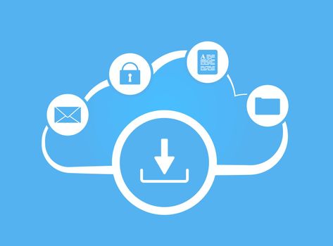Cloud storage - remote online secure backup service for electronic mail, data files and folder. Cloud computing storage technology concept