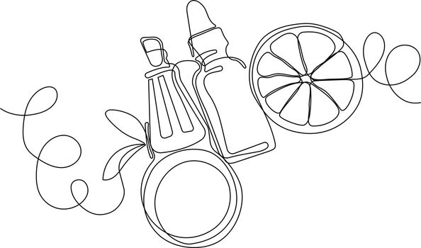 Continuous drawing of one line of top view of ingredients
