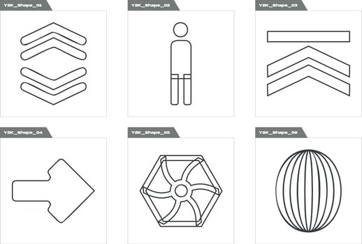 Collection of Y2K elements. Retro futuristic graphic ornaments. Elements for graphic decoration.