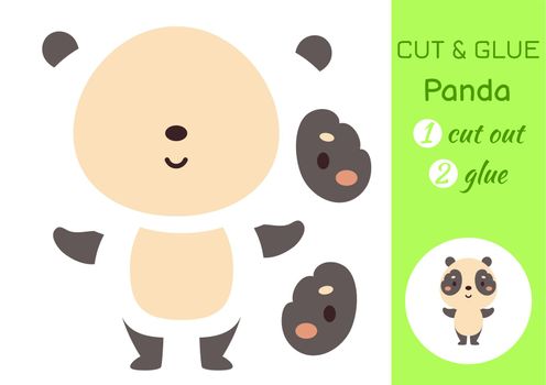 Cut and glue paper little panda. Kids crafts activity page. Educational game for preschool children. DIY worksheet. Kids art game and activities jigsaw. Vector stock illustration