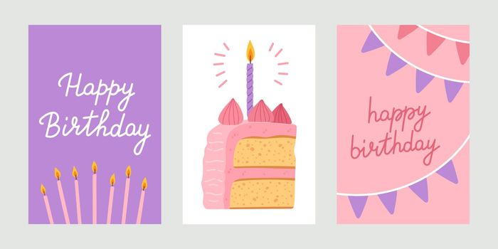 Set of birthday greeting cards vector design eps10