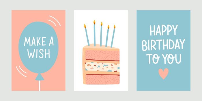 Set of birthday greeting cards vector design eps10