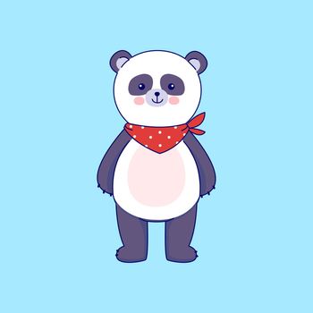 Cute baby panda with a bib. cartoon character. baby animal. Cute vector art.