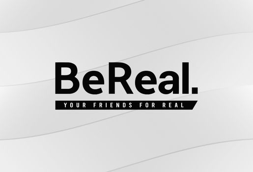 Bali, Indonesia - Dec 7, 2022: BeReal mobile app vector logo with slogan Your Friends for Real. BeReal - instagram style new generation photo-sharing apps illustration concept