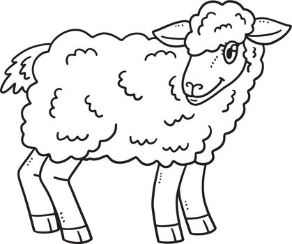 Baby Sheep Isolated Coloring Page for Kids