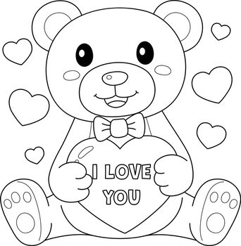 Valentines Day Teddy Bear Coloring Page for Kids